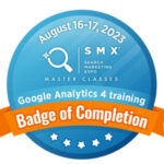 Badge of completion for Google G4 Analytics training masterclass